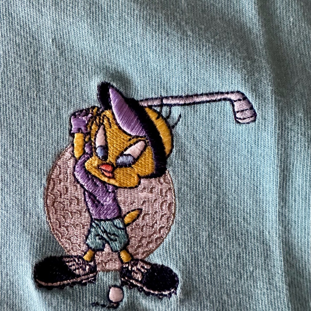 Warner Bros. Tweety Embroidered Light Blue golf shirt